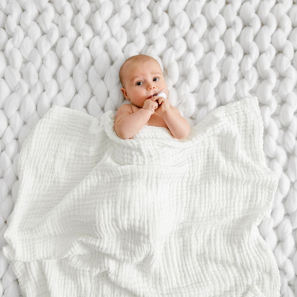 100% Cotton Baby Gauze Blanket Quilt Newborn Plain Swaddle Blanket Quilt White