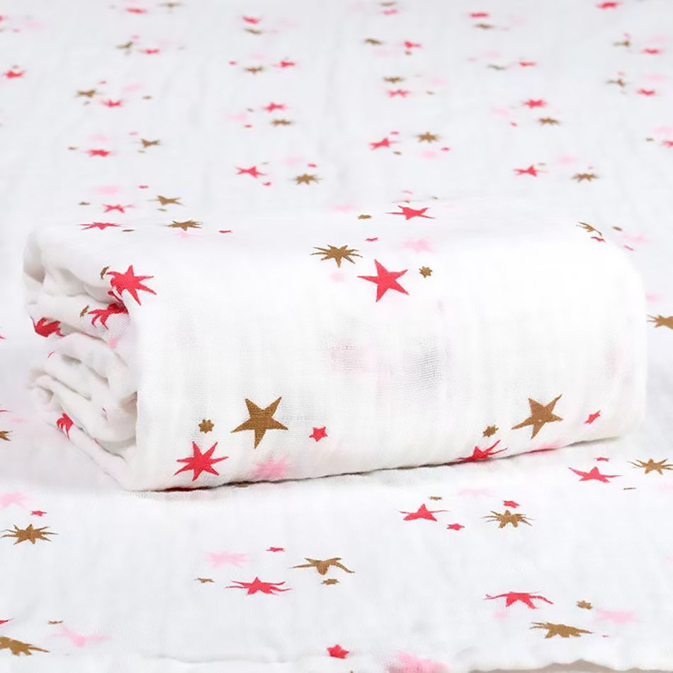 100% coton gaze nouveau-né bébé couette swaddle couverture recevant couverture enfants literie pour l'été Rose big image 3