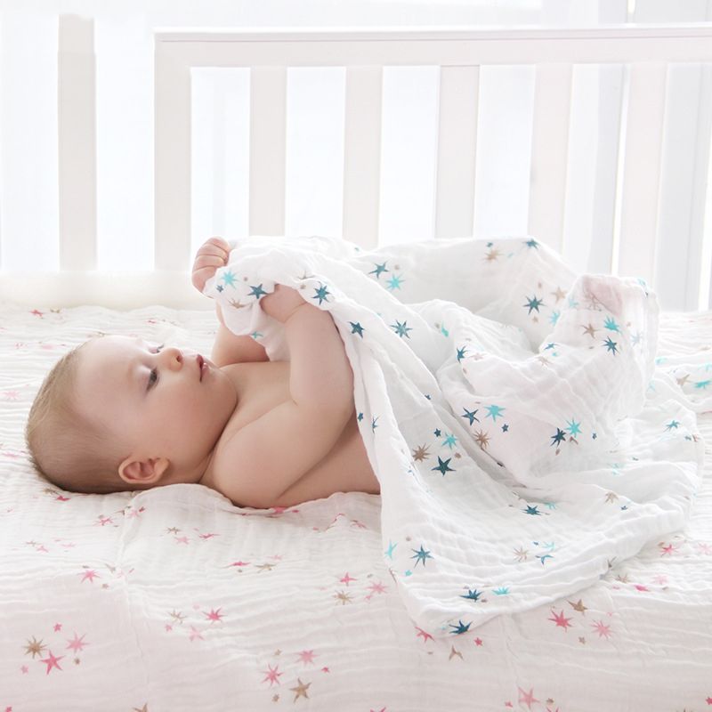 100% Cotton Gauze Newborn Baby Quilt Swaddle Blanket Receiving Blanket Kids Bedding for Summer Pink big image 4