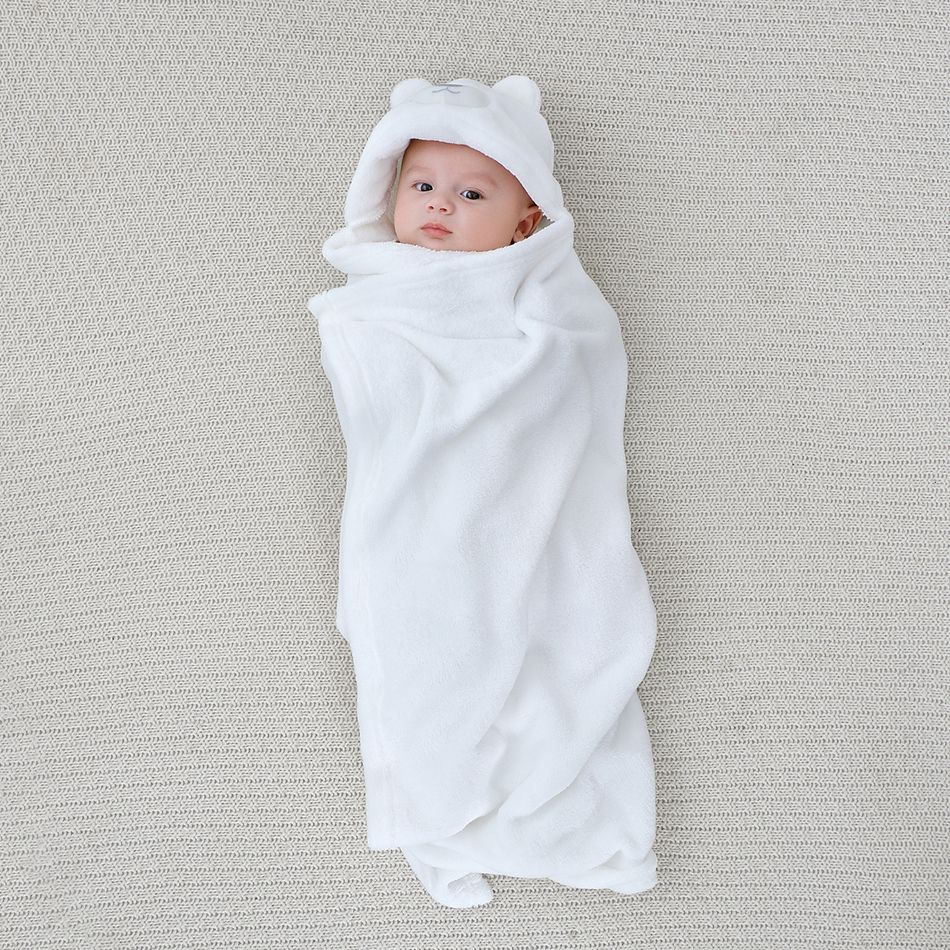 Baby Hooded Sleeping Wrap Swaddle Blanket Quilt Newborn Receiving Blanket Infant Bedding Creamy White