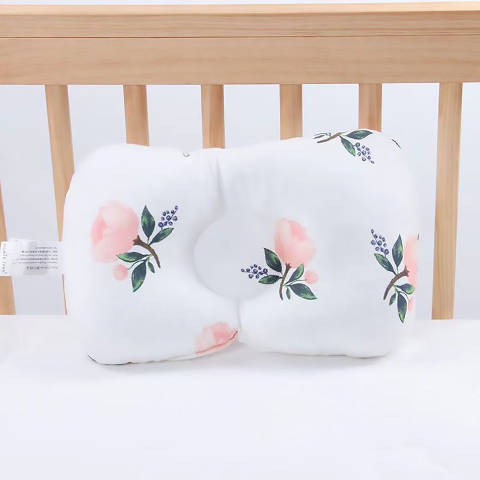 100% Cotton Baby Newborn Sleeping Pillow to Help Prevent and Treat Flat Head Syndrome Light Pink big image 3