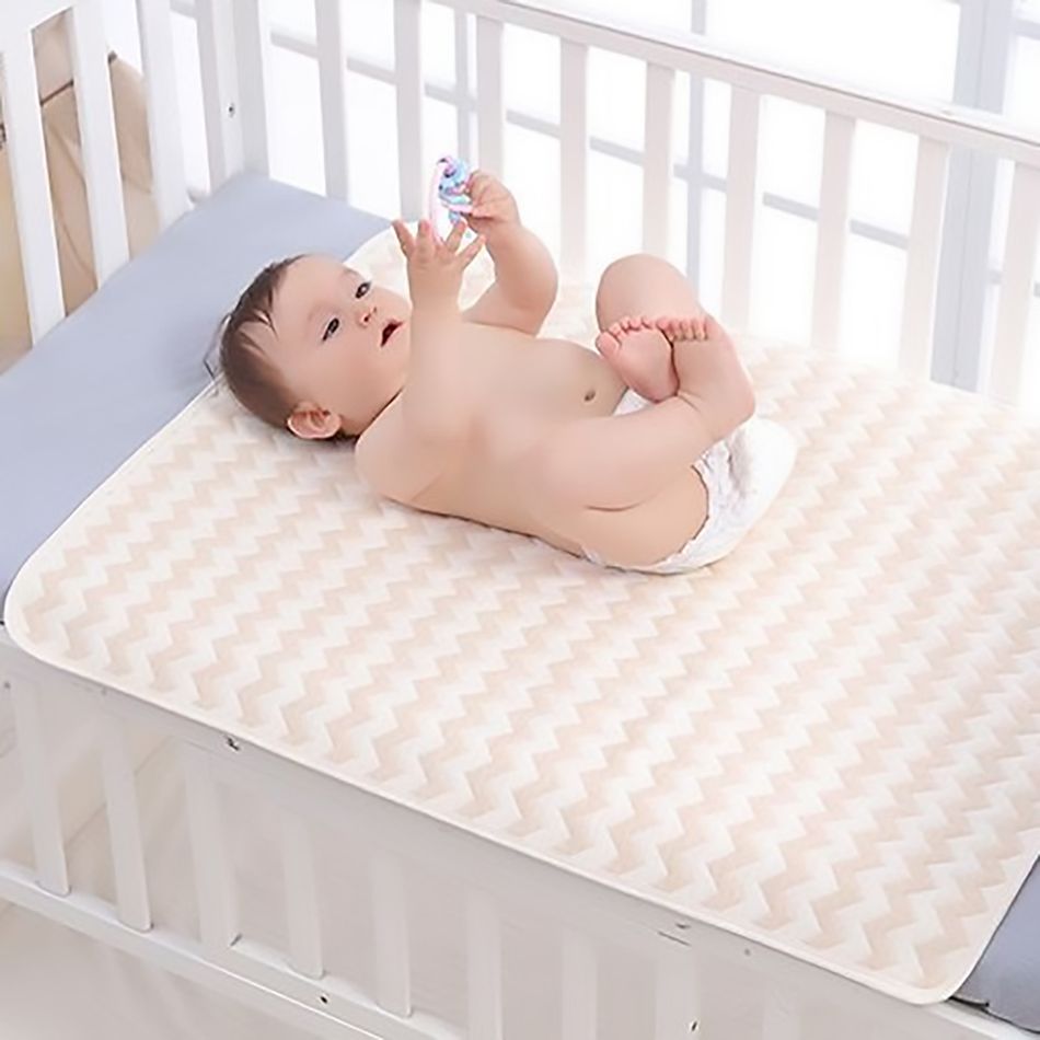 100% Cotton Waterproof Baby Nappy Diapers Changing Pad Washable Reusable Newborn Nappy Changing Mat Khaki big image 1