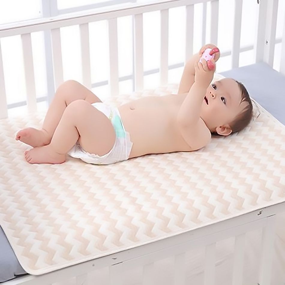 100% Cotton Waterproof Baby Nappy Diapers Changing Pad Washable Reusable Newborn Nappy Changing Mat Khaki big image 2