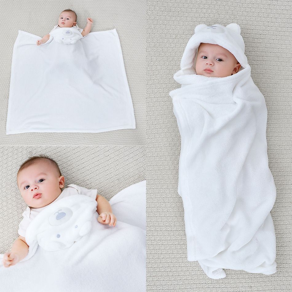 Envoltório de dormir com capuz para bebê colcha colcha recém-nascido cobertor de cama infantil Branco Cremoso big image 2