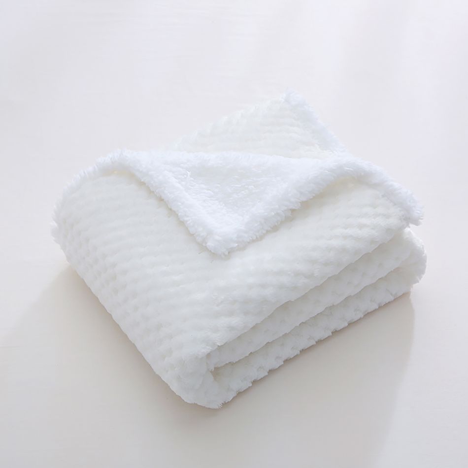 Fuzzy Blanket Super Soft Cozy Thick Newborn Infant Receiving Blanket Toddlers Nap Blanket White big image 1