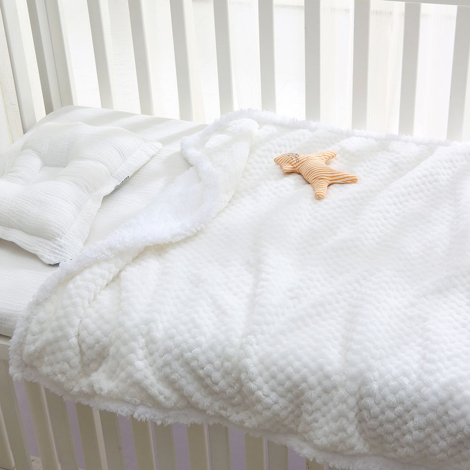 Couverture floue super douce et confortable épaisse nouveau-né couverture de réception pour tout-petits couverture de sieste Blanc