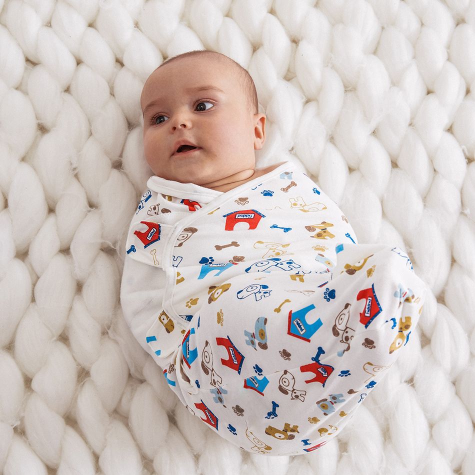 100% Cotton Cartoon Print Newborn Swaddle Receiving Blanket Baby Sleeping Bag Swaddles Wrap Blanket White big image 3