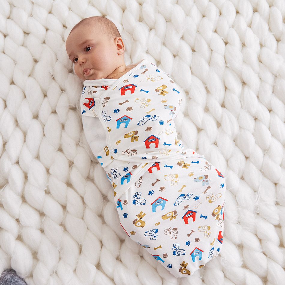 100% Cotton Cartoon Print Newborn Swaddle Receiving Blanket Baby Sleeping Bag Swaddles Wrap Blanket White big image 4