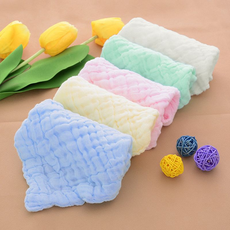 5-pcs Cotton Six-Layer Muslin Cotton Infant Saliva Bibs Bandana Bibs Burp Cloths Baby Gifts Multi-color
