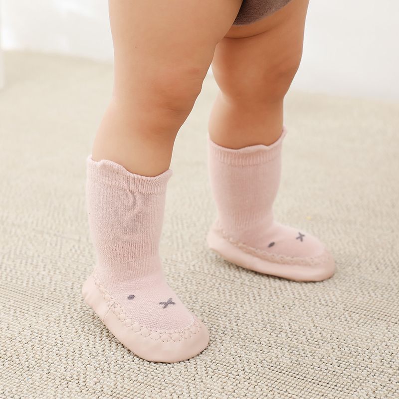 Baby Cartoon Jacquard Antiskid Floor Socks Light Pink big image 3