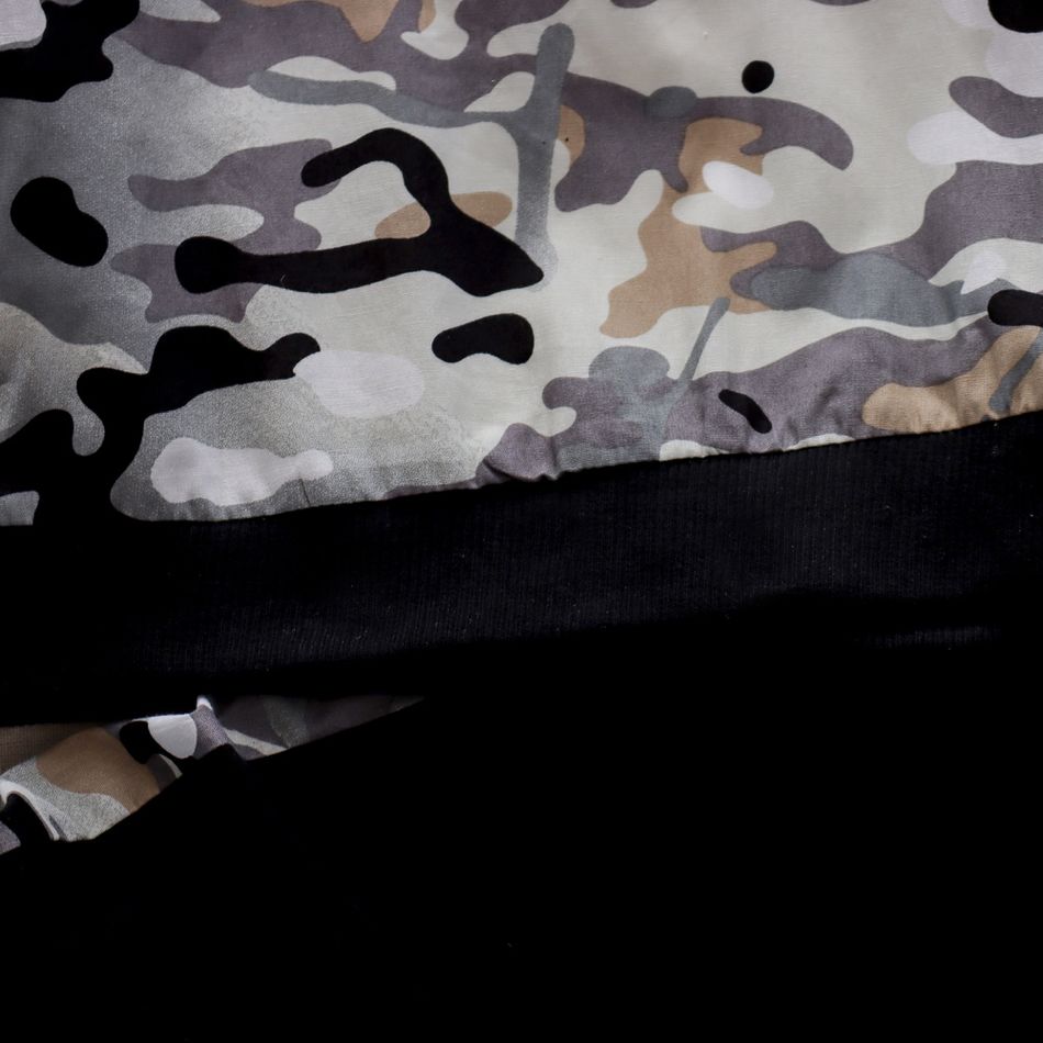 2-piece Toddler Boy Letter Camouflage Print Colorblock Sweatshirt and Pants Set Black big image 4