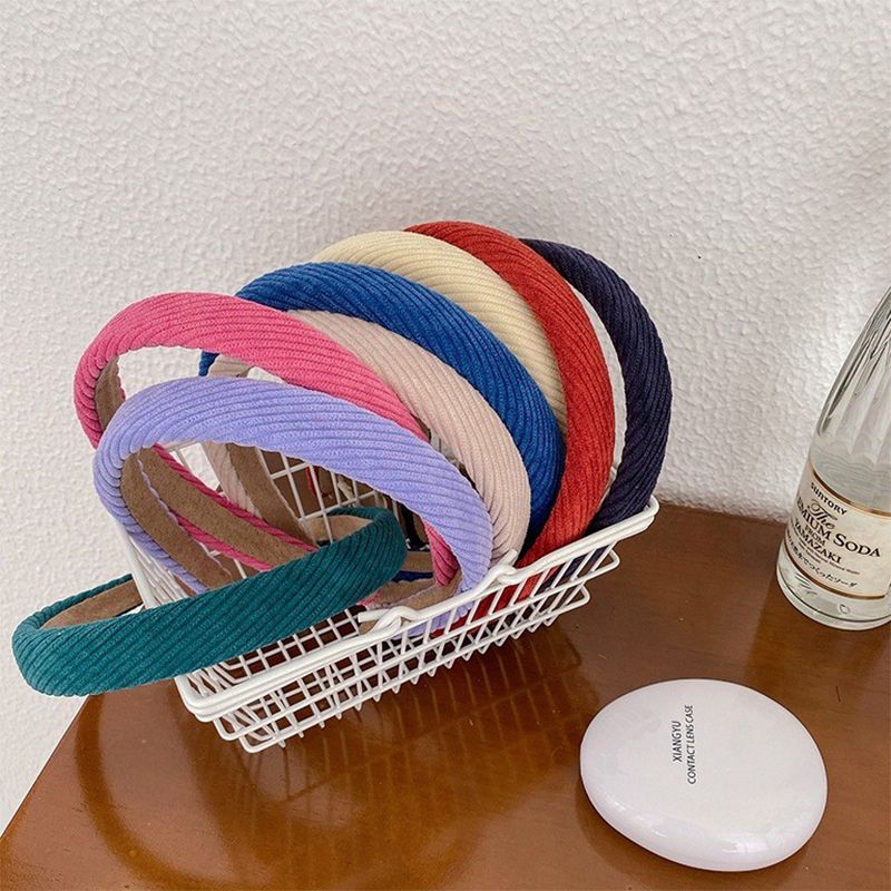 Minimalist Candy Color Headband Corduroy Headband Hair Accessory for Women Rose Gold