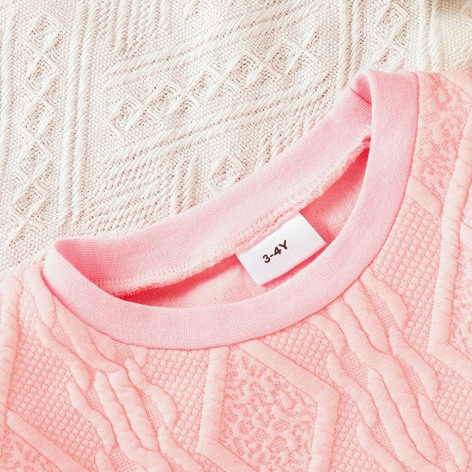 Toddler Girl Textured Solid Pullover Sweatshirt Pink big image 3