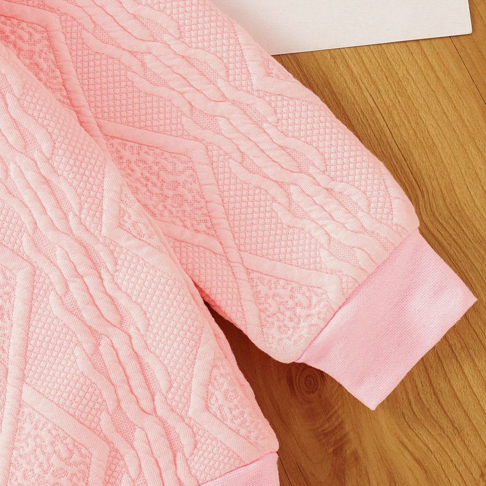 Toddler Girl Textured Solid Pullover Sweatshirt Pink big image 4