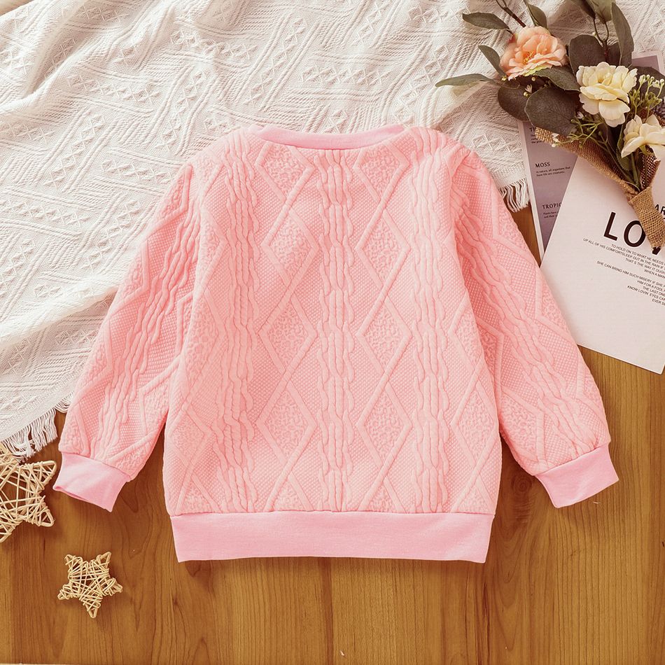 Toddler Girl Textured Solid Pullover Sweatshirt Pink big image 6