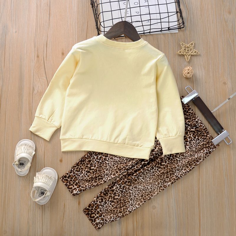 2 Stück Kleinkinder Mädchen Basics Leopardenmuster Sweatshirt-Sets cremefarben big image 2