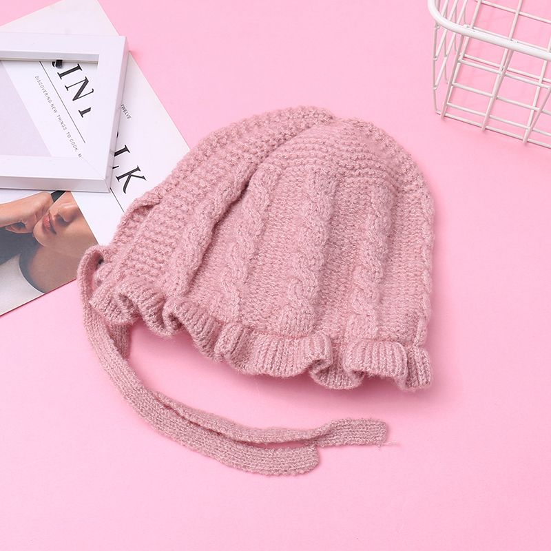 Baby / Toddler Pretty Ruffled Solid Knitted Hat Pink big image 5