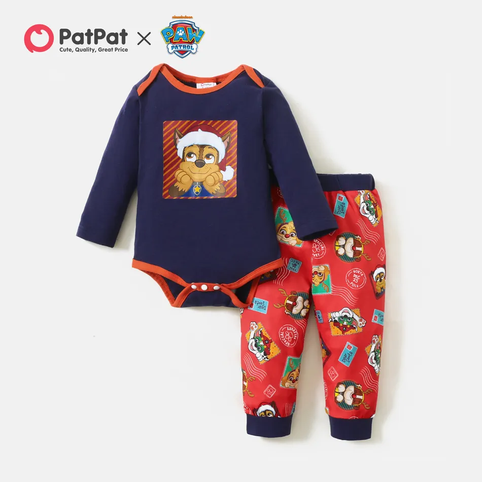 PAW Patrol 2-piece Little Boy Christmas Bodysuit and Allover Pants Set Navy
