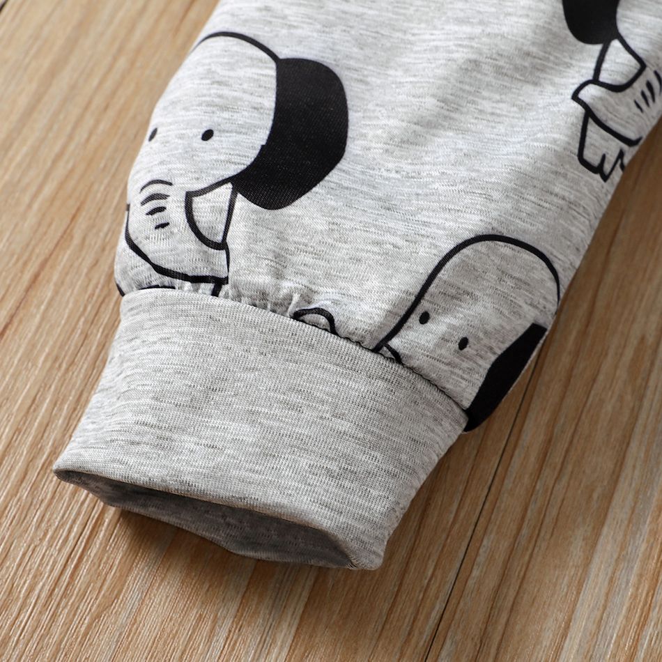 Baby Boy/Girl Allover Elephant Print Pants Grey big image 4
