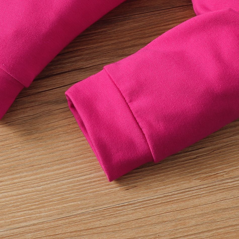 2pcs Baby Girl Long-sleeve Graphic Sweatshirt and Solid High Waist Leggings Pants Set Hot Pink big image 8