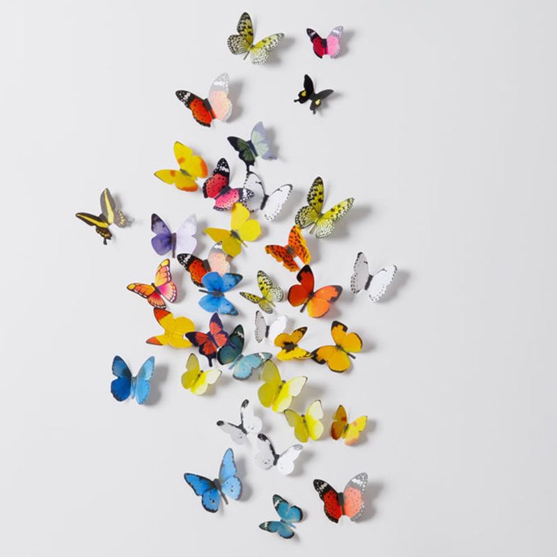 19-piece 3D Pretty Butterfly Wall Stickers Beautiful Butterfly for Kids Room Wall Decals Home Decoration On the Wall Multi-color big image 5