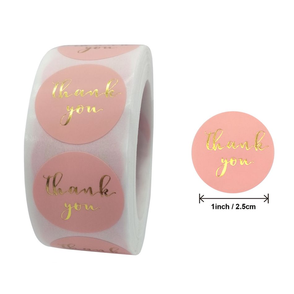 500 pcs/Roll Round Self-Adhesive Thank You Stickers, Decorative Sealing Labels Gift Labels for Envelope Sealing, Gift Wrap Pink big image 1