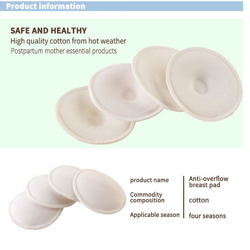 4 Pcs Cotton Breast Pad Nursing Pads For Mum Washable Waterproof Feeding Pad Creamy White big image 3