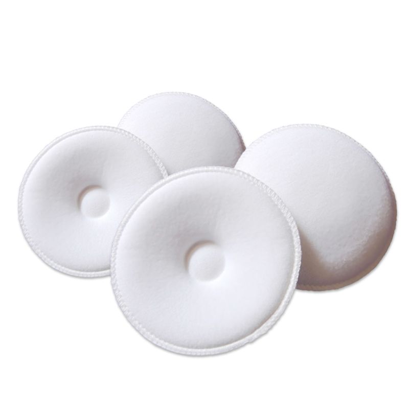 4 Pcs Cotton Breast Pad Nursing Pads For Mum Washable Waterproof Feeding Pad Creamy White big image 1