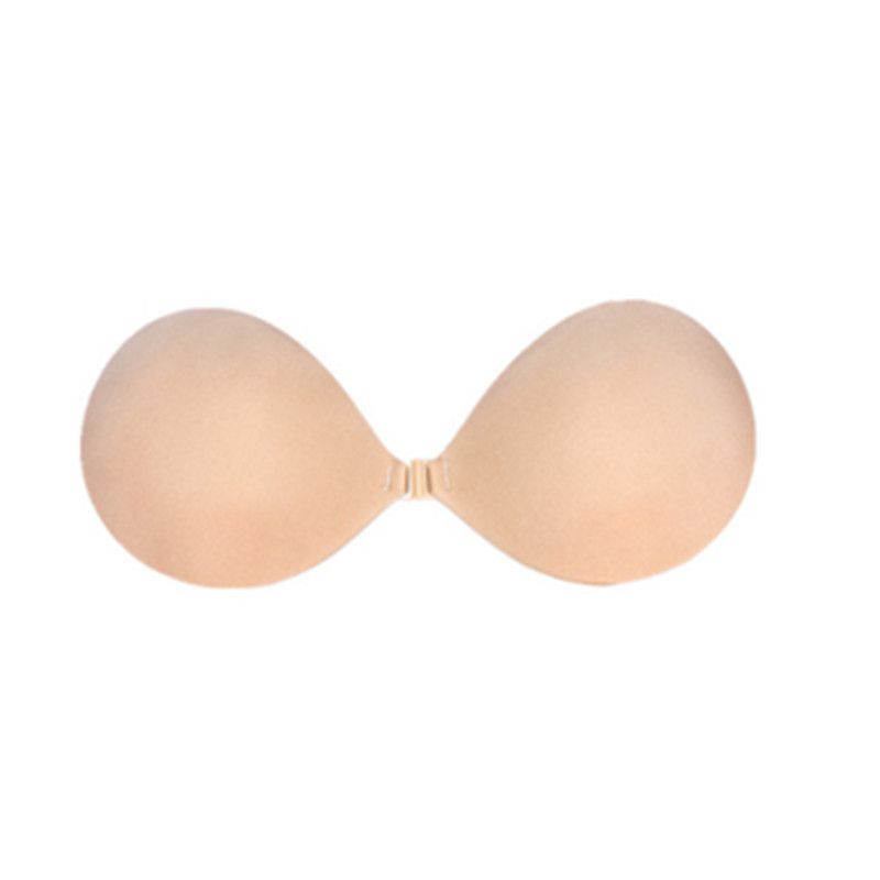 Round Cup Gathering Silicone Bra Skin Tone Invisible Strapless Underwear Ladies Swimming Anti-Leasting Patch Bra Women Cup Cover Beige