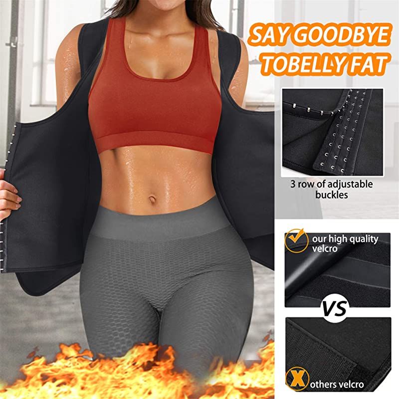 Womens Shapewear Weight Loss Waist Trainer Corset Tank Top Vest Sport Workout Slimming Body Shaper Black big image 6