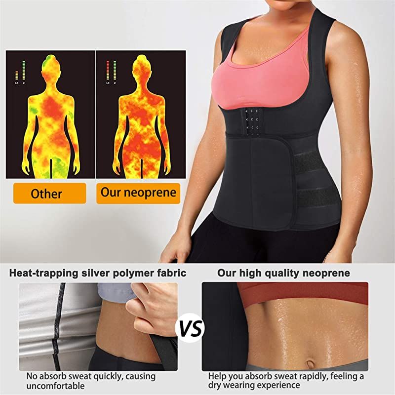 Womens Shapewear Weight Loss Waist Trainer Corset Tank Top Vest Sport Workout Slimming Body Shaper Black big image 7