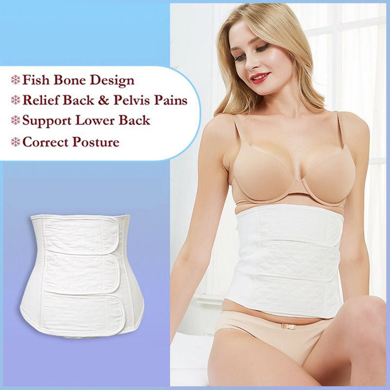 Postpartum C-section Maternity Recovery 2 in 1 Cotton Gauze Breathable Belly Band Pelvis Belt, Postnatal Shapewear White big image 2