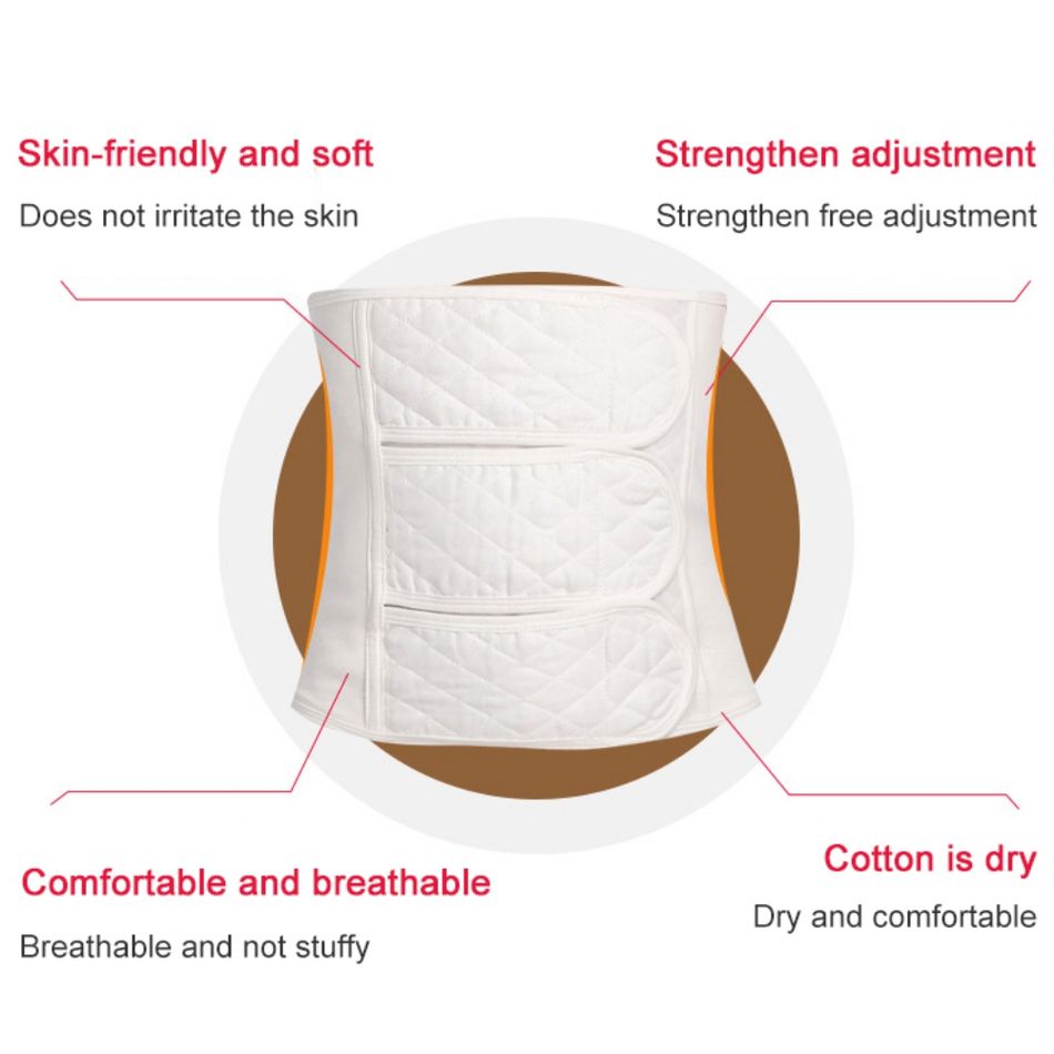 Postpartum C-section Maternity Recovery 2 in 1 Cotton Gauze Breathable Belly Band Pelvis Belt, Postnatal Shapewear White big image 3