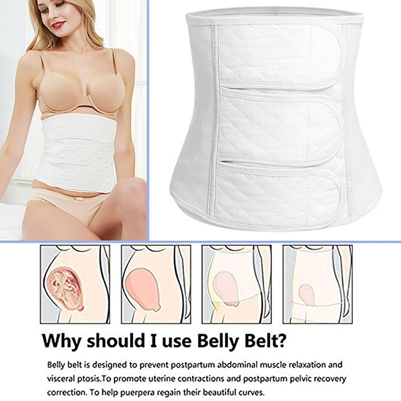 Postpartum C-section Maternity Recovery 2 in 1 Cotton Gauze Breathable Belly Band Pelvis Belt, Postnatal Shapewear White big image 4