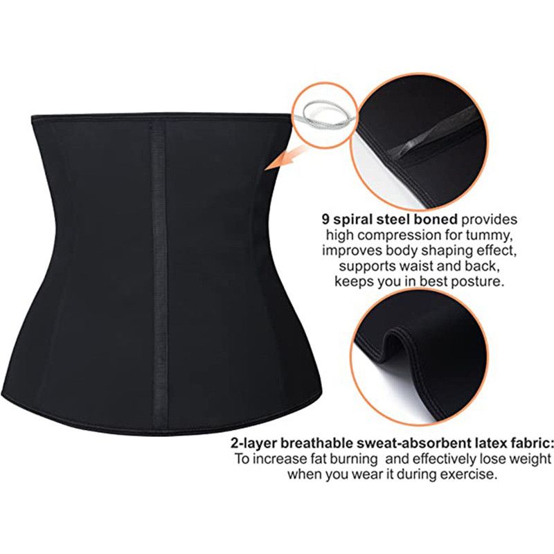 mulheres, treinador de cintura, látex, underbust, cintura, treinamento, espartilhos, perda de peso, controle da barriga, esporte, malhação, corporal Preto big image 3