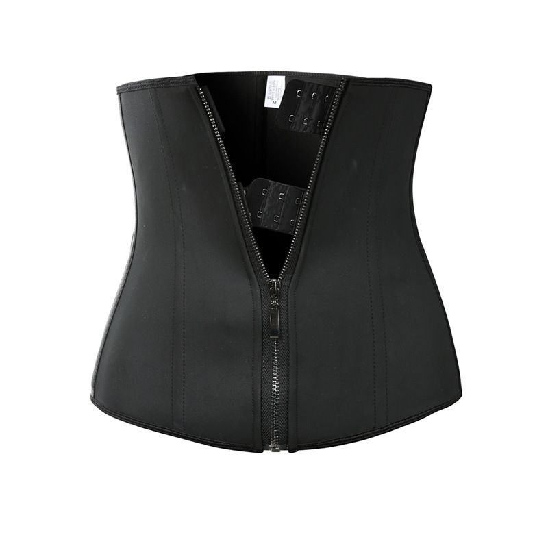 Women Waist Trainer Latex Underbust Waist Training Corsets Weight Loss Tummy Control Sport Workout Body Shaper Black Zip Hook Body Shaper Black