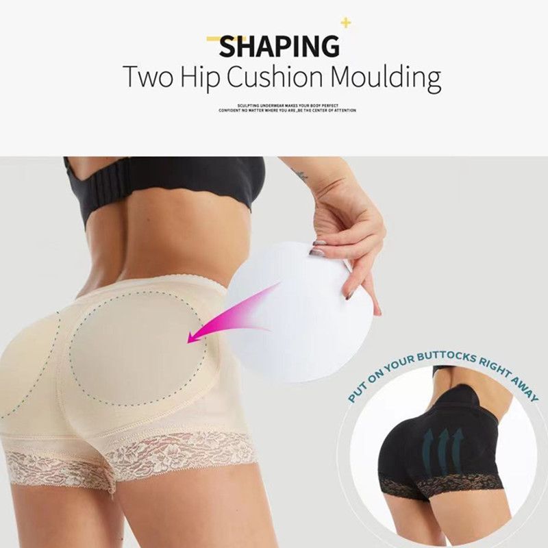 Women Butt Lifter Padded Lace Panties Body Shaper Tummy Hip Enhancer Shaper Panties Underwear Beige big image 3
