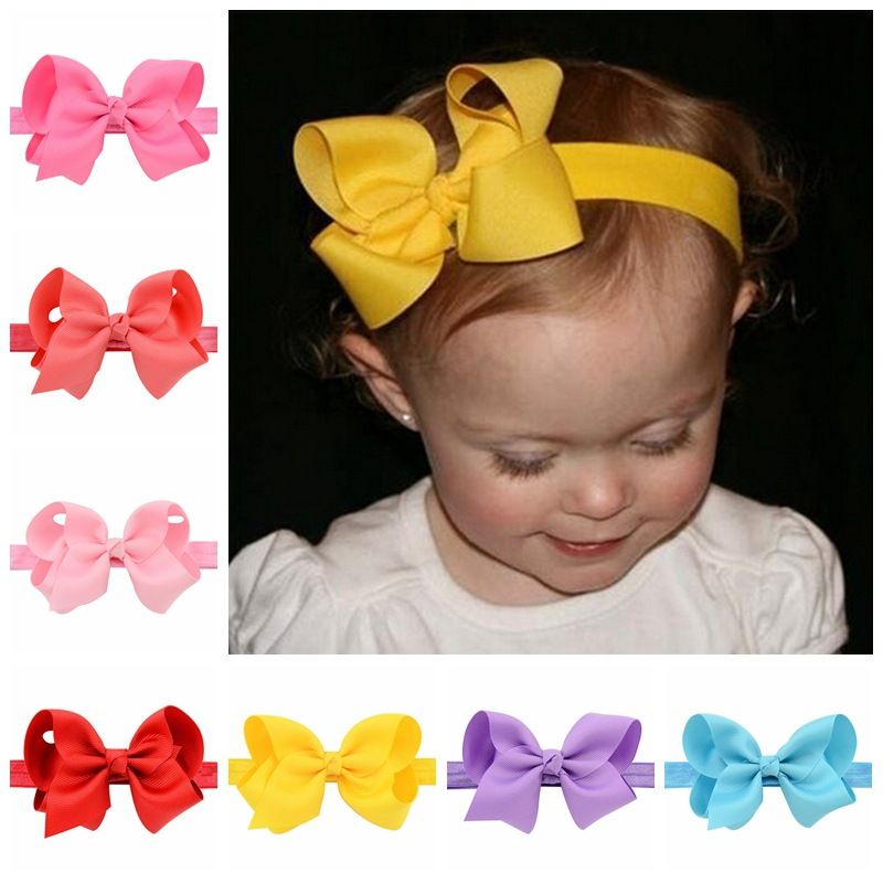 2-pack Handmade Pure Color Butterfly Bow High Flexibility Ribbed Headband for Girls Color-A big image 2