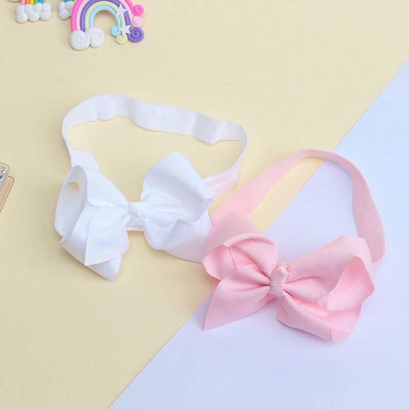 2-pack Handmade Pure Color Butterfly Bow High Flexibility Ribbed Headband for Girls Color-A