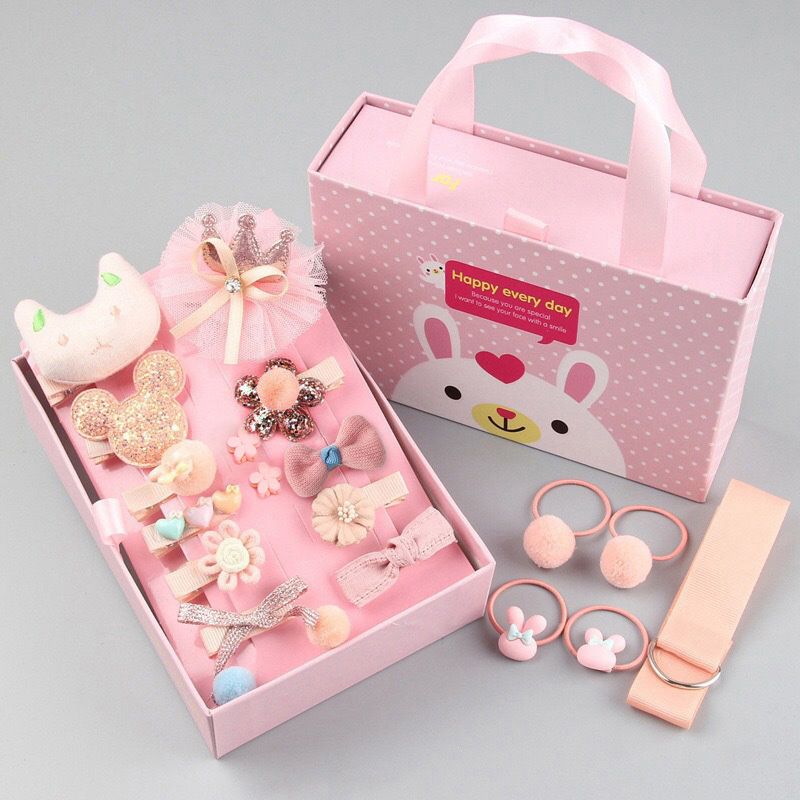 18pcs/set Multi-style Hair Accessory Sets for Girls (The opening direction of the clip is random) Rose Gold big image 1