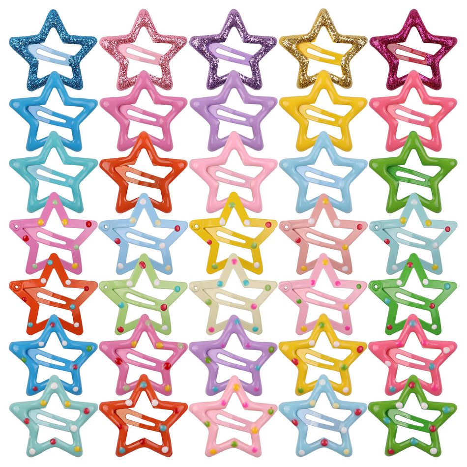 25-pack Multicolor Stars Shape Hair Clip for Girls Color-A