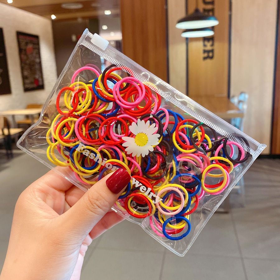 Confezione da 100 elastici per capelli di piccole dimensioni multicolori ad alta flessibilità per ragazze Colore-A big image 9