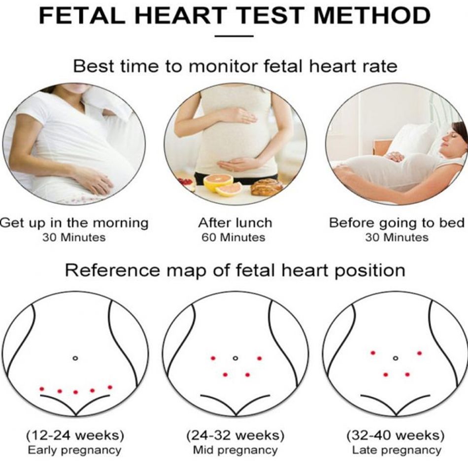 جهاز كشف معدل ضربات القلب للأطفال أداة دوبلر لمراقبة القلب أثناء الحمل والولادة وكاشف معدل ضربات القلب أبيض big image 4