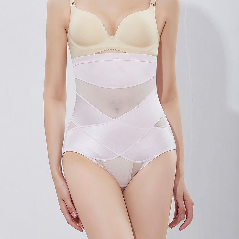 Women Hi-Waist Crisscross Tummy Control Panty Butt Lifter Shapewear Waist Trainer Tummy Control Shorts Body Shaper Cincher Girdle Pink big image 1