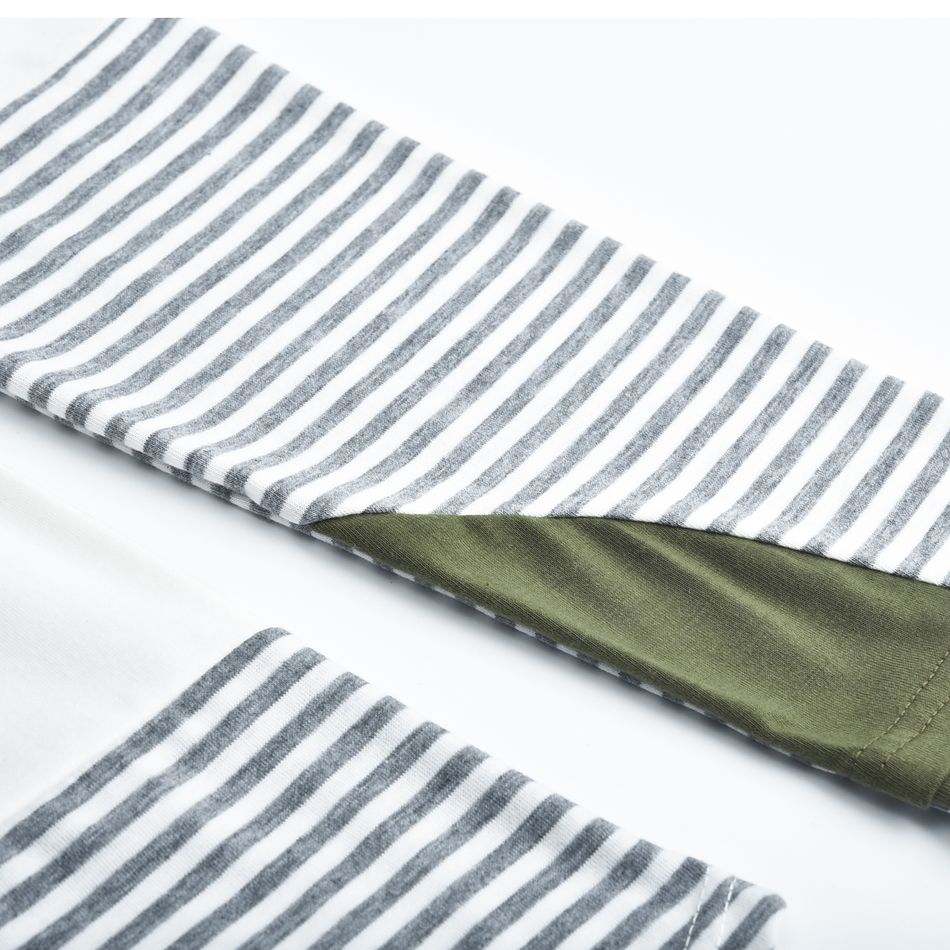 Camisola de amamentação de manga comprida Amamentação Clássico Bloco de Cor Riscas Costuras de tecido Malha Ponto contrastante Verde Escuro big image 4
