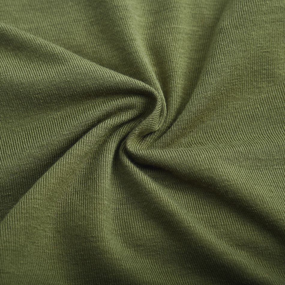 Casual Colorblock Long-sleeve Nursing Tee Dark Green big image 5