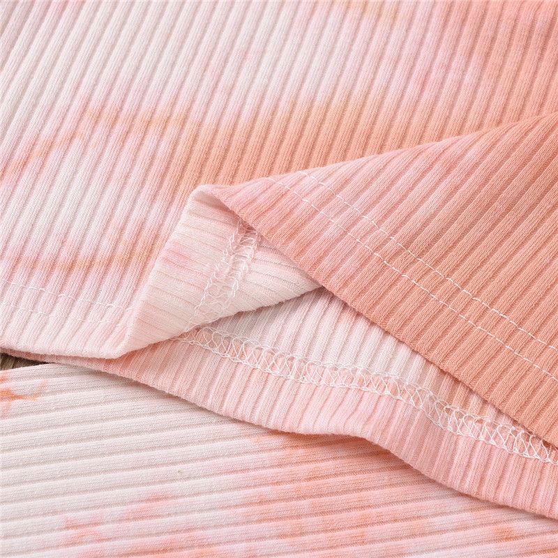Ribbed 2pcs Tie Dyed Long-sleeve Baby Set Pink big image 6