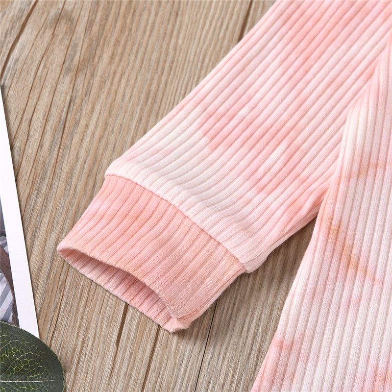 Ribbed 2pcs Tie Dyed Long-sleeve Baby Set Pink big image 7