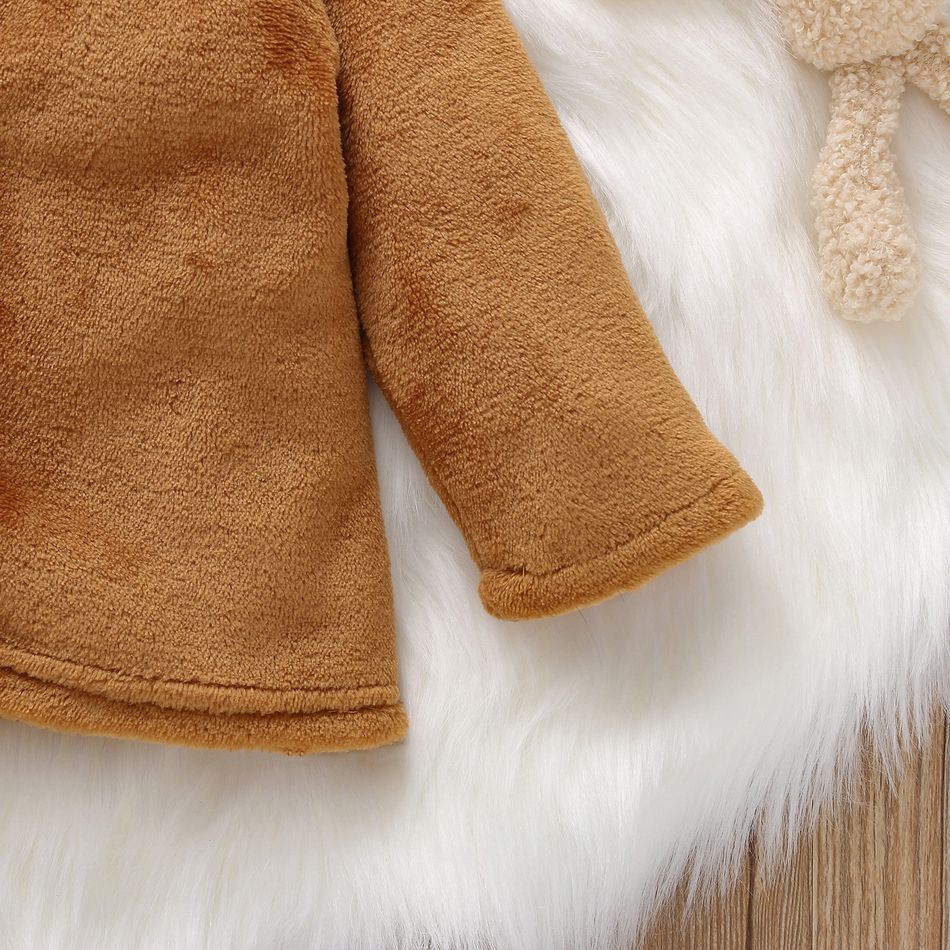 Baby Girl/Boy 100% Cotton Big Pompom Design Hooded Fuzzy Jacket Lemonyellow big image 6
