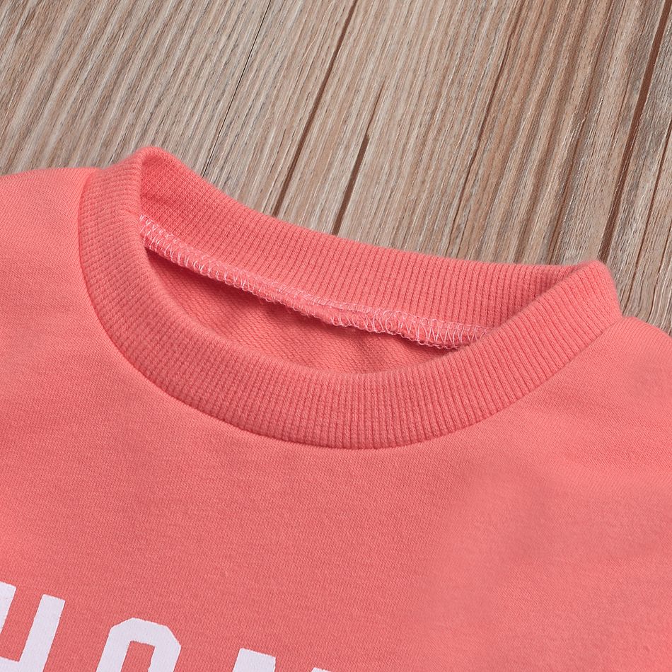 100% Cotton Letter Print Long-sleeve Baby Pullovers Pink big image 5